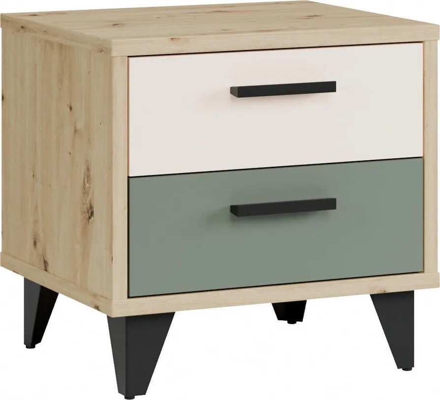 XXXLutz NOČNÝ STOLÍK piesková, šalviovozelená, dub artisan Carryhome - Online Only detský nábytok - 000687018833