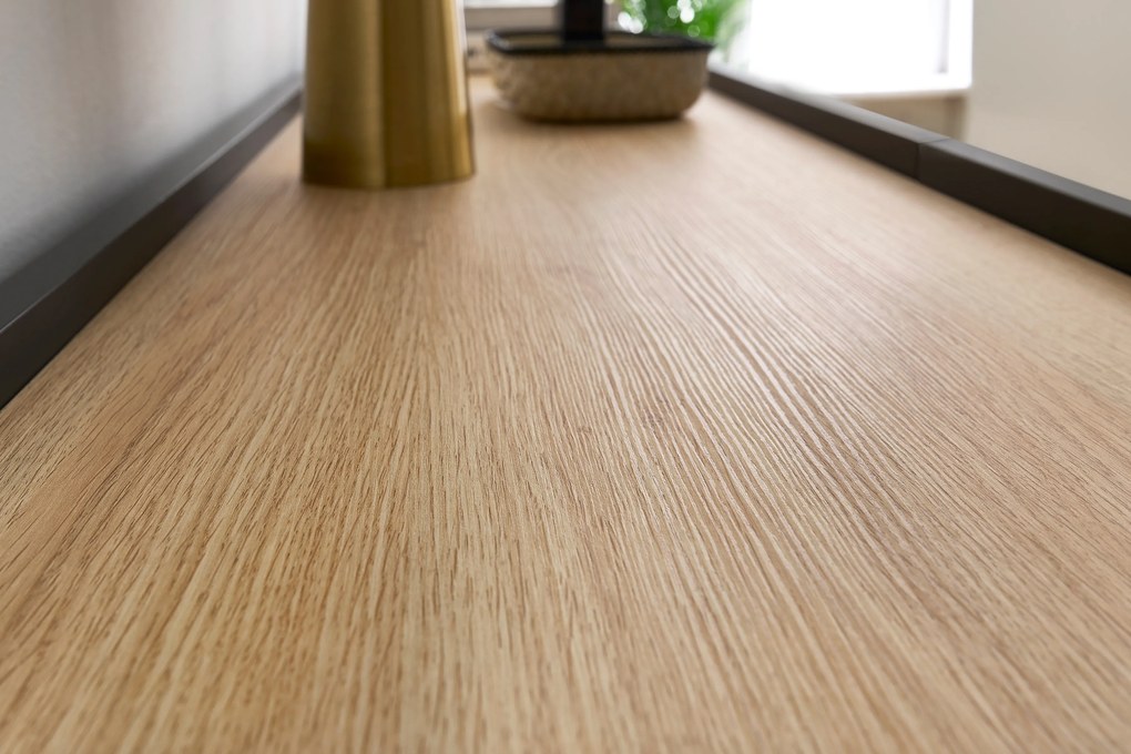 TV stolík Desin 220 cm s kovovými nohami - čierny mat / dub nagano