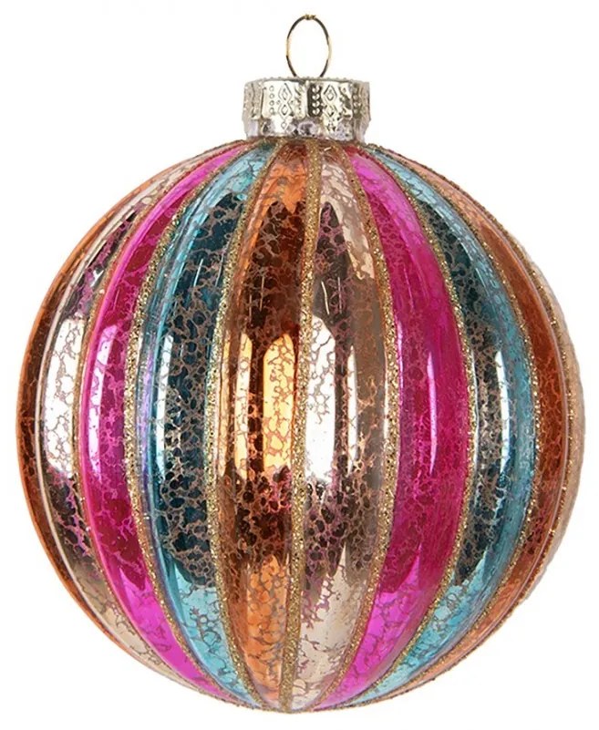 Ružovomodrá sklenená ozdoba gule - Ø 10*11 cm