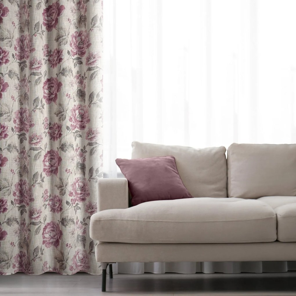 ZÁVES NA KRÚŽKOCH DAVENA 140X250 CM KVETY