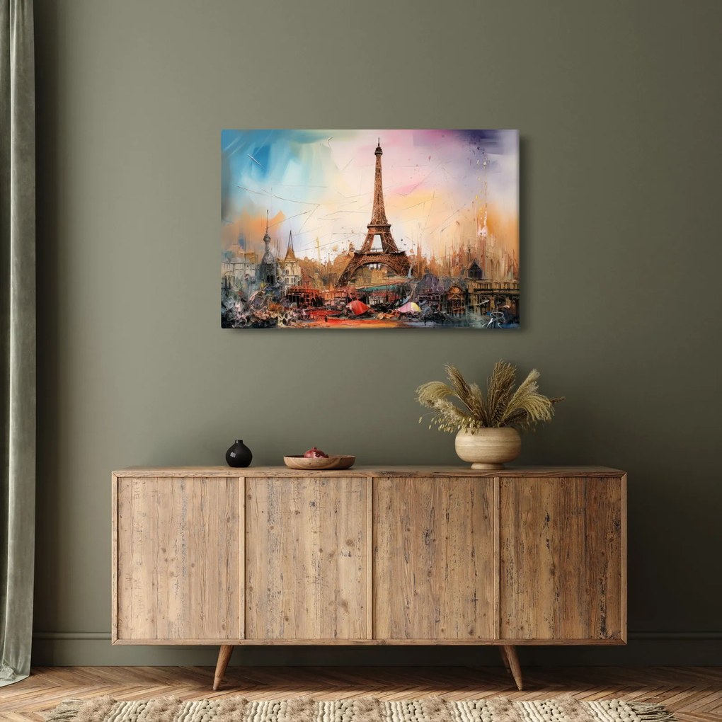 Obraz - Maľba Eiffelovej veže (90x60 cm)