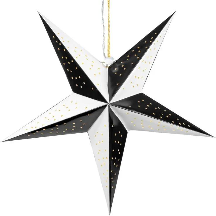 Vianočná dekorácia hviezda s časovačom - 10 LED čierno-biela