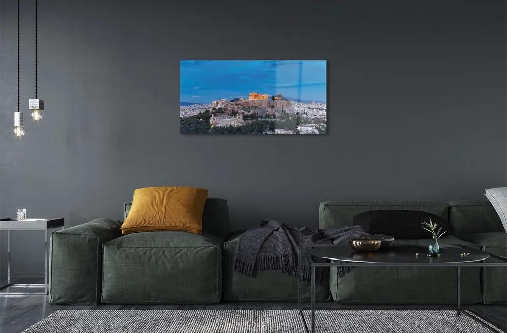 Sklenený obraz Grécko Panorama v Aténach 100x50 cm
