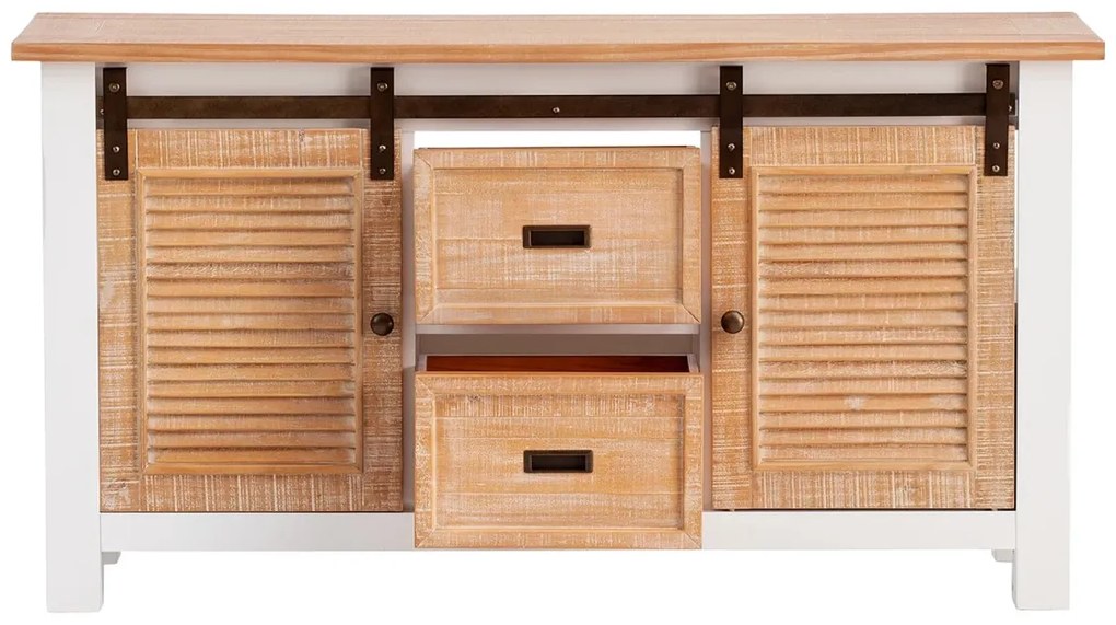 furniture-nabytek.cz - 2dílná koupelnová sada Capera, masivní borovice/MDF, lakovaná, bílá/hnědá