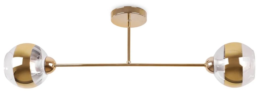 Stropné svietidlo Asturia, 2x zlaté/transparentné sklenené tienidlo, G