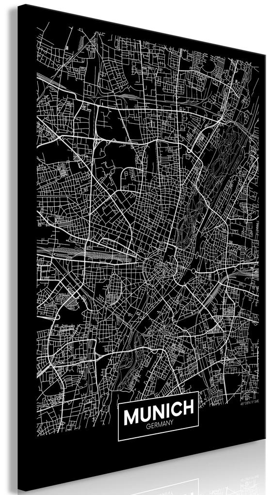 Artgeist Obraz - Dark Map of Munich (1 Part) Vertical Veľkosť: 20x30, Verzia: Premium Print