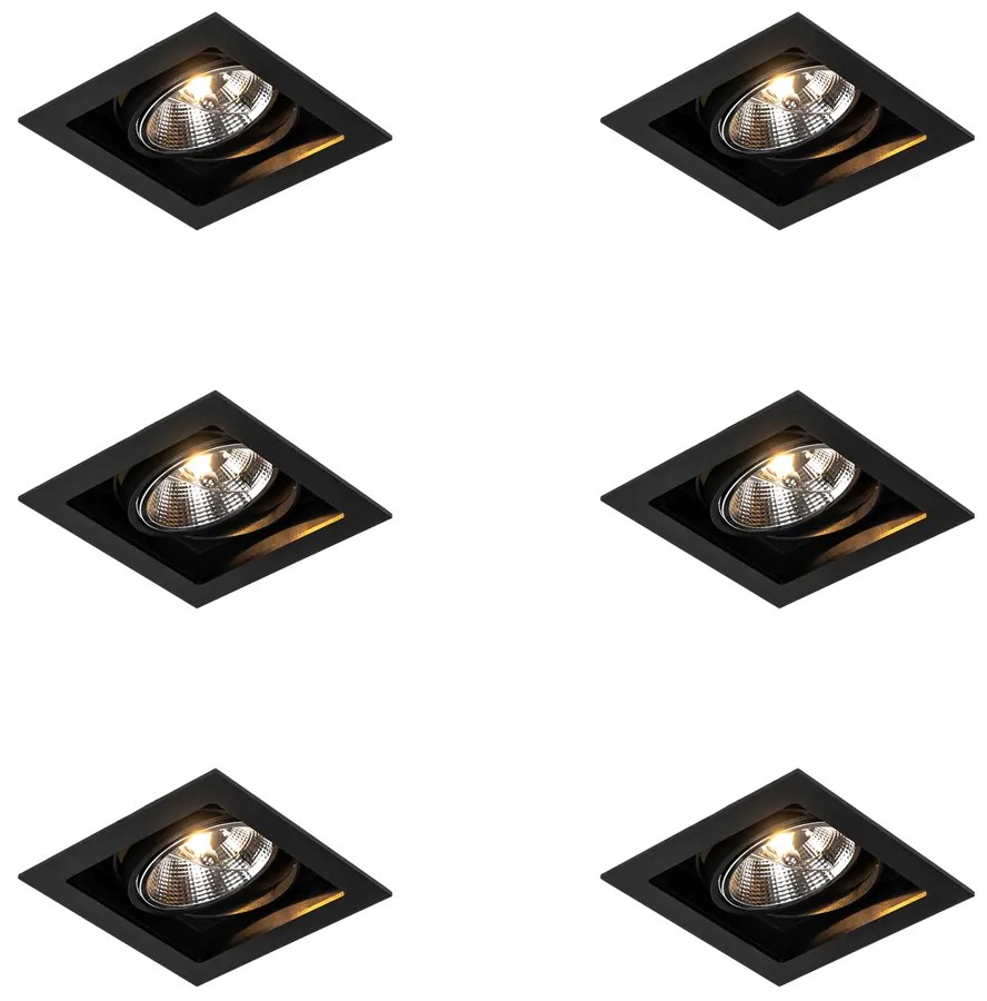 Sada 6 ks Moderný zapustený bodový čierny 18 cm nastaviteľný - Artemis 111