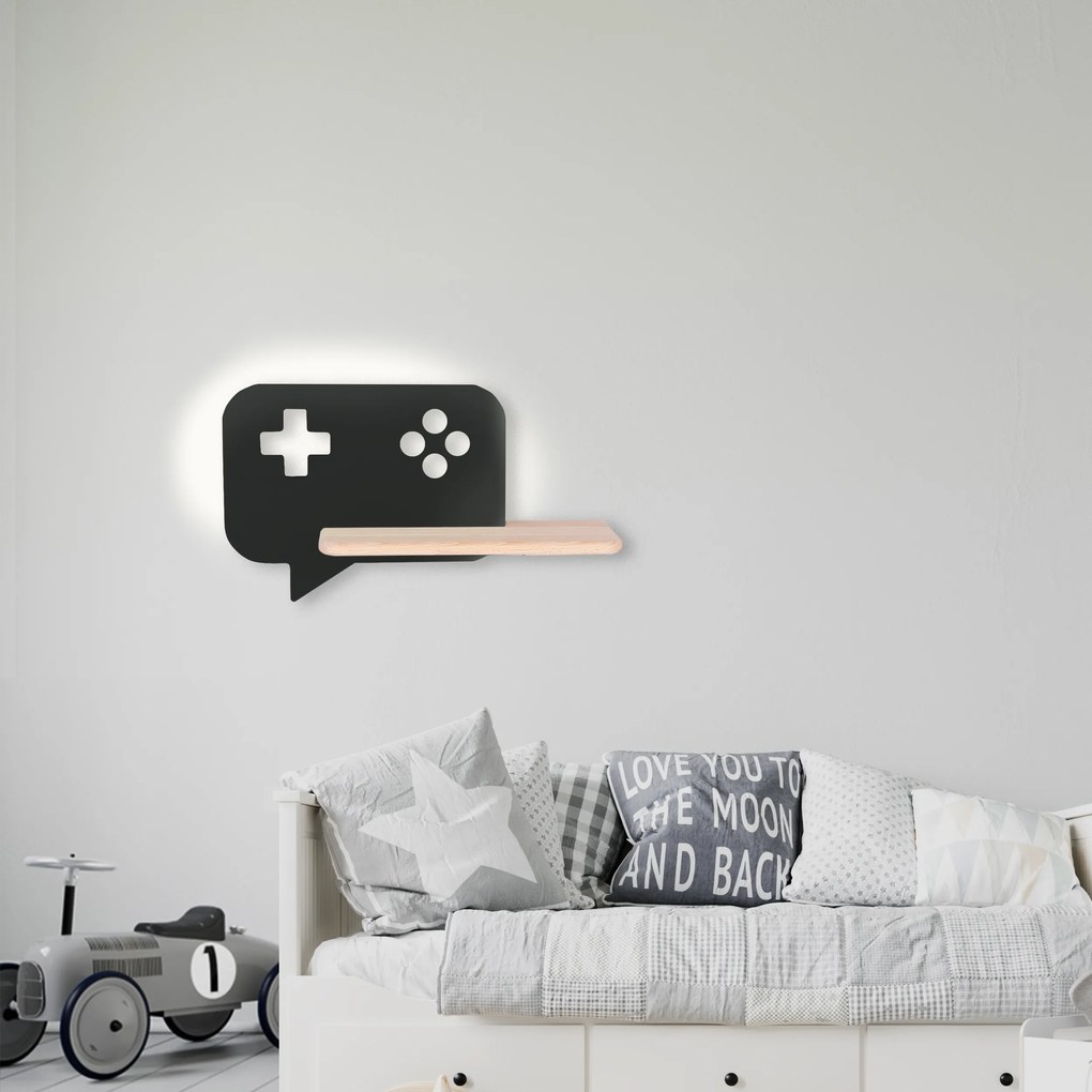 Candellux CONSOLE Nástenné svietidlo 5W LED IQ KIDS WITH CABLE, SWITCH AND PLUG BLACK 21-19684