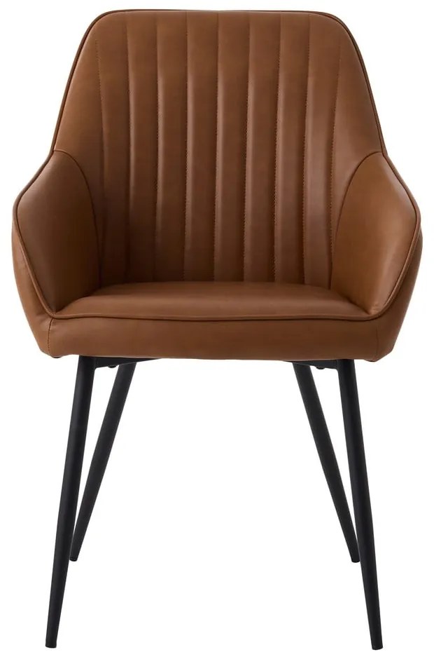 Hnedé čalúnené jedálenské kreslá v súprave s podrúčkami 2 ks Nolan Stripe – Unique Furniture