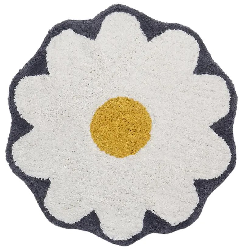 Kúpeľňový koberček Ø60cm biely Cotton Floral