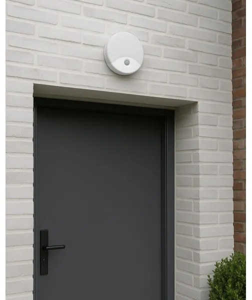 LED vonkajšie nástenné svietidlo s pohybovým senzorom, 18 W, 230 V, IP44, biele
