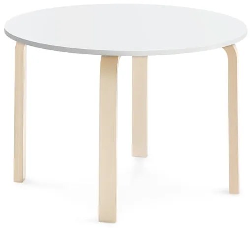 Stôl ELTON, Ø 900x590 mm, laminát - biela, breza