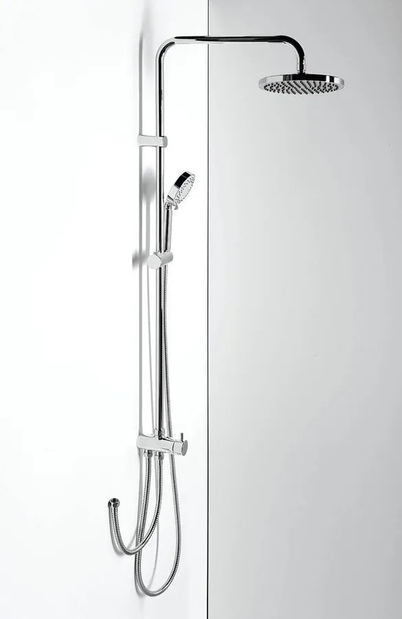 Sapho, Sprchový stĺp pre nástennú batériu, pevná a ručná sprcha, guľatý, chróm, 1202-13
