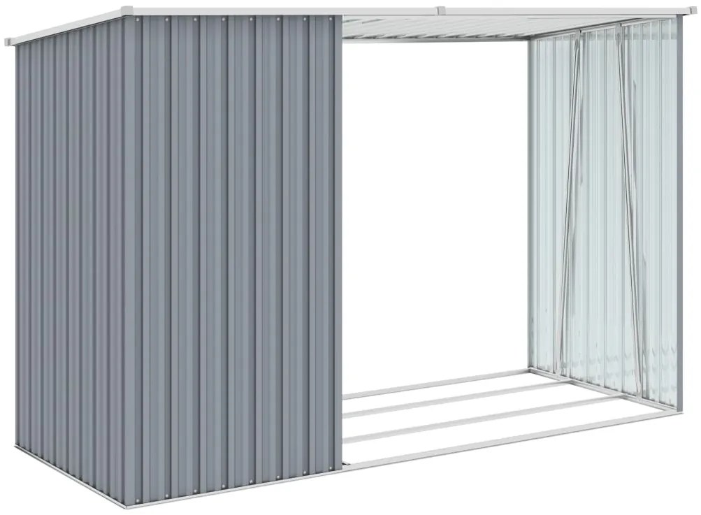 Záhradná kôlňa na palivové drevo sivá 245x98x159 cm pozinkovaná oceľ