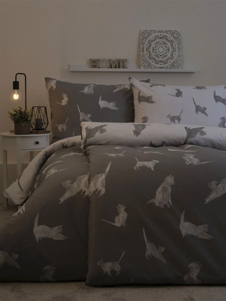 Predĺžené bavlnené obliečky Renforcé – Mačky origami