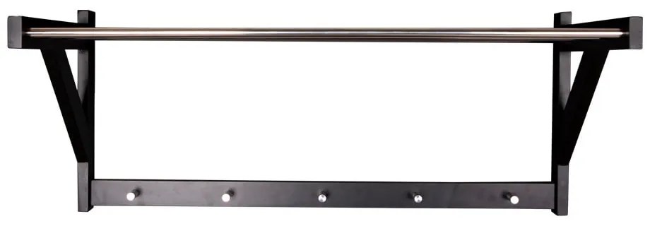 Čierny nástenný vešiak z topoľového dreva s poličkou Padova - House Nordic