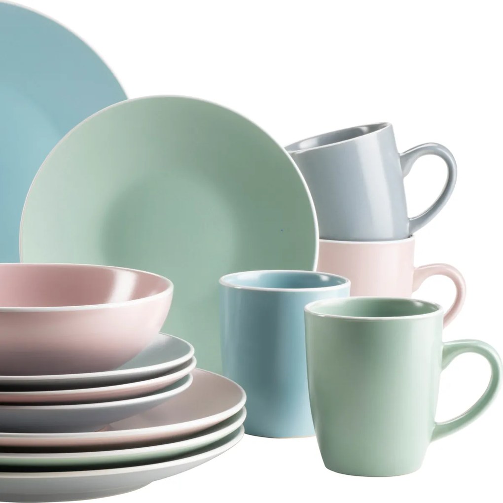 Mäser Jedálenská súprava riadu 16 ks ELISSA II – mix farieb mat