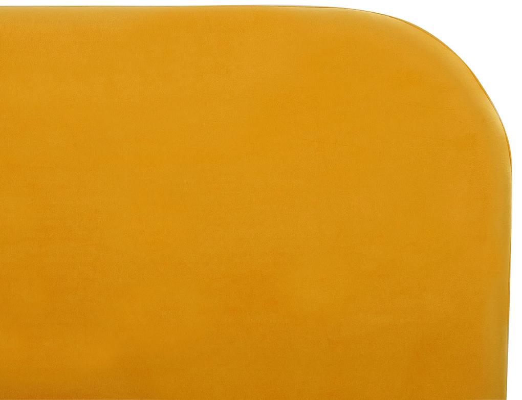 Zamatová posteľ 140 x 200 cm žltá FLAYAT Beliani