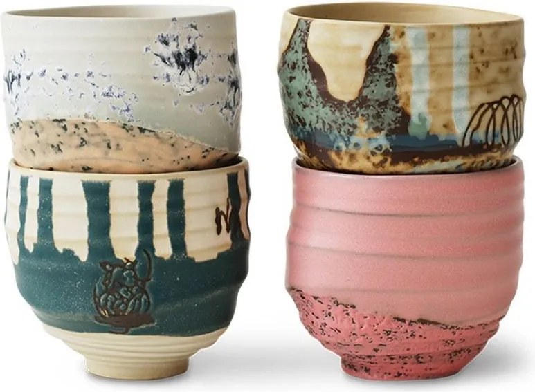 Sada 4ks umeleckých keramických hrnčekov na kávu Artist Ceramics – 8*8*7,5 cm/ 250ml