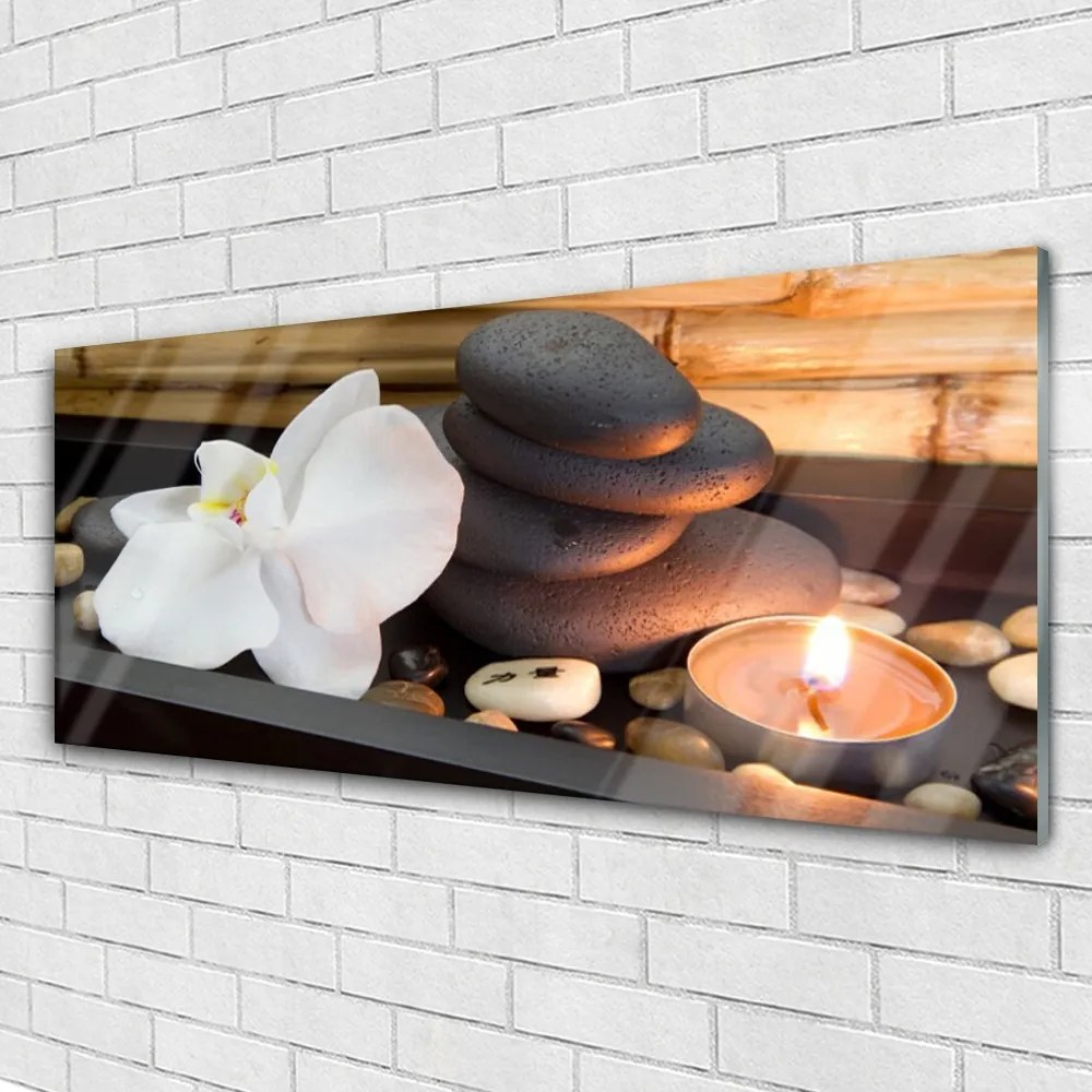 Obraz na akrylátovom skle Kamene sviečky umenie 125x50 cm