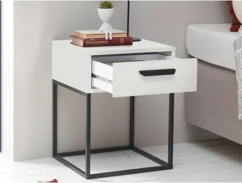 Nočný stolík s 1 zásuvkou Suna, biely%