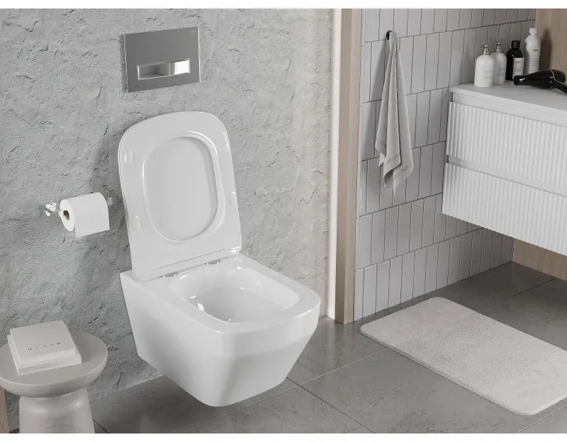Mexen Riva, závesná WC misa 555x370x335 mm, Rimless Tornádo, biela lesklá, 3363XX00T