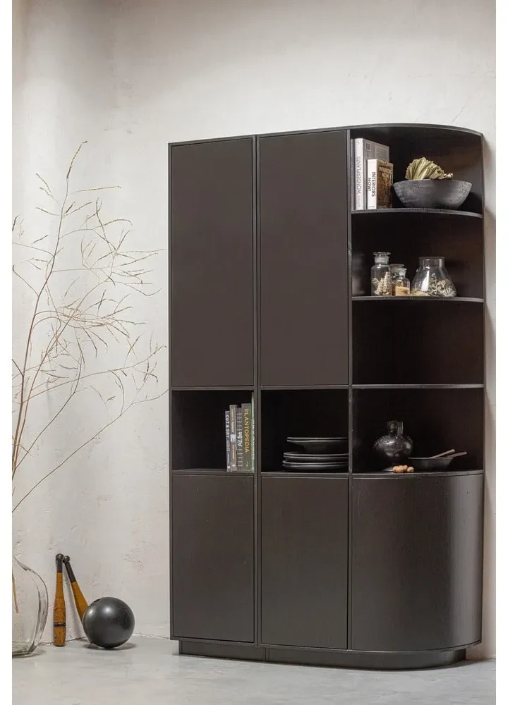 Čierna modulárna knižnica z borovicového dreva 78x210 cm Finca – WOOOD