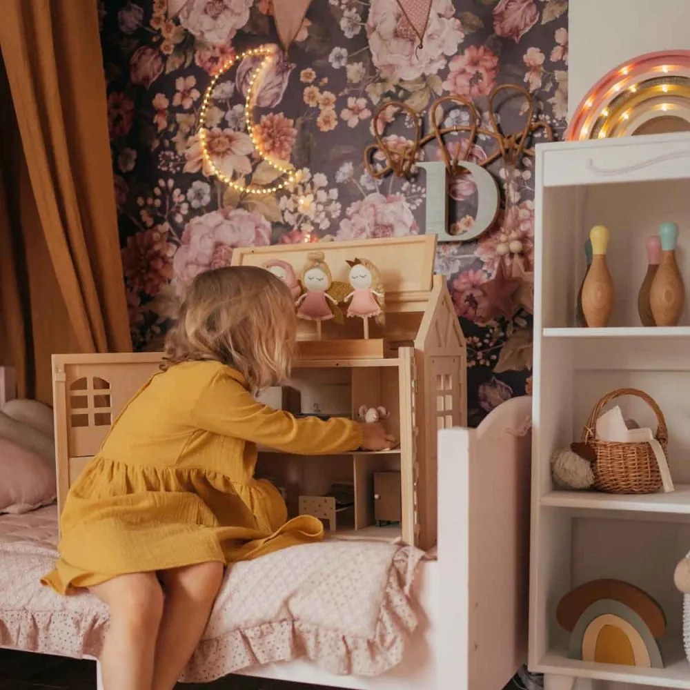 Tapeta kytica kvetov tmavá 280x100 cm