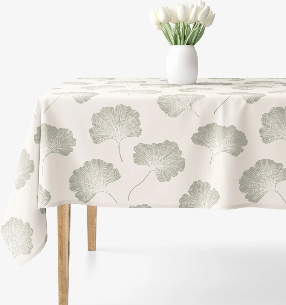 Goldea hranatý obrus 100% bavlnené plátno - minimalistické lístky ginkga 100 x 140 cm