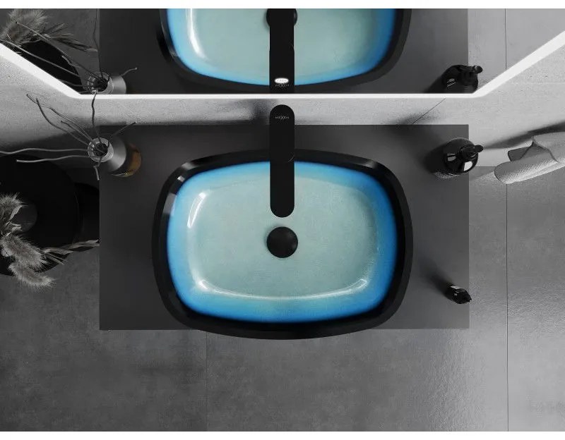 Mexen Araks, sklenené umývadlo na dosku 54 x 39,5 x 11 cm, modrá, 24155447