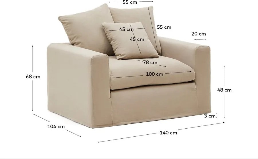 Béžové ľanové kreslo Nora – Kave Home