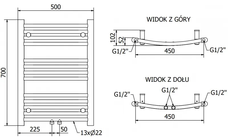 Mexen Ares, elektrické vykurovacie teleso 700 x 500 mm, 300 W, zlatá lesklá, W102-0700-500-2300-50