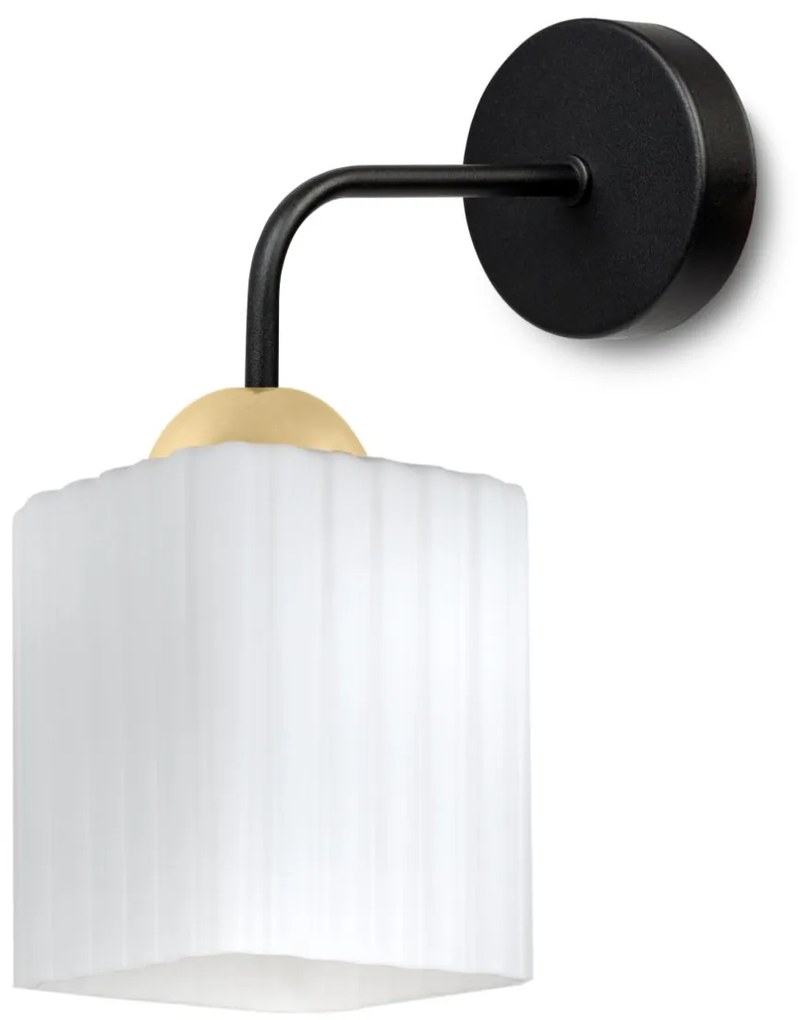 Nástenné svietidlo Riffle Square, 1x biele sklenené tienidlo, b/g