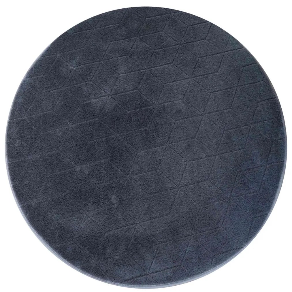 TZ Tmavosivý okrúhly koberec 3D Rabbit Rozmer: 150 cm