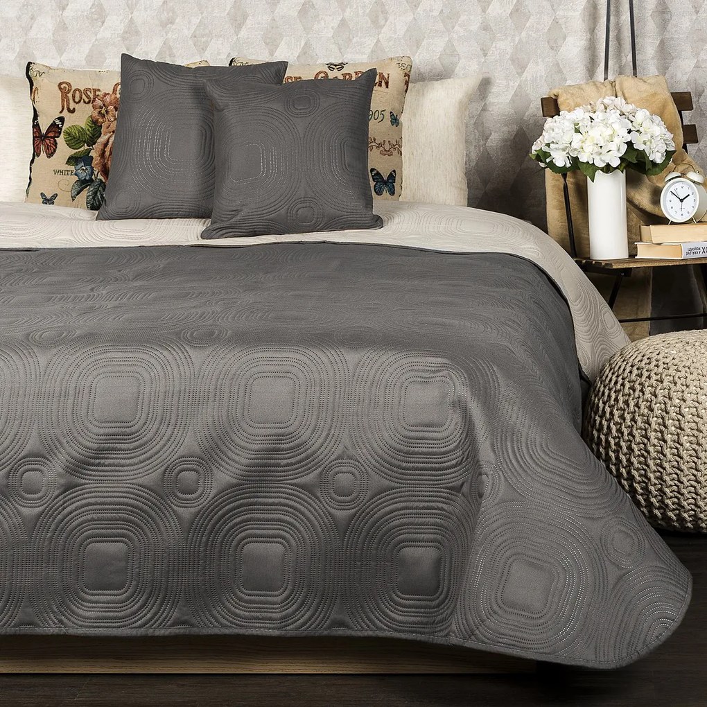 4Home Prehoz na posteľ Doubleface taupe/béžová, 220 x 240 cm, 2x 40 x 40 cm