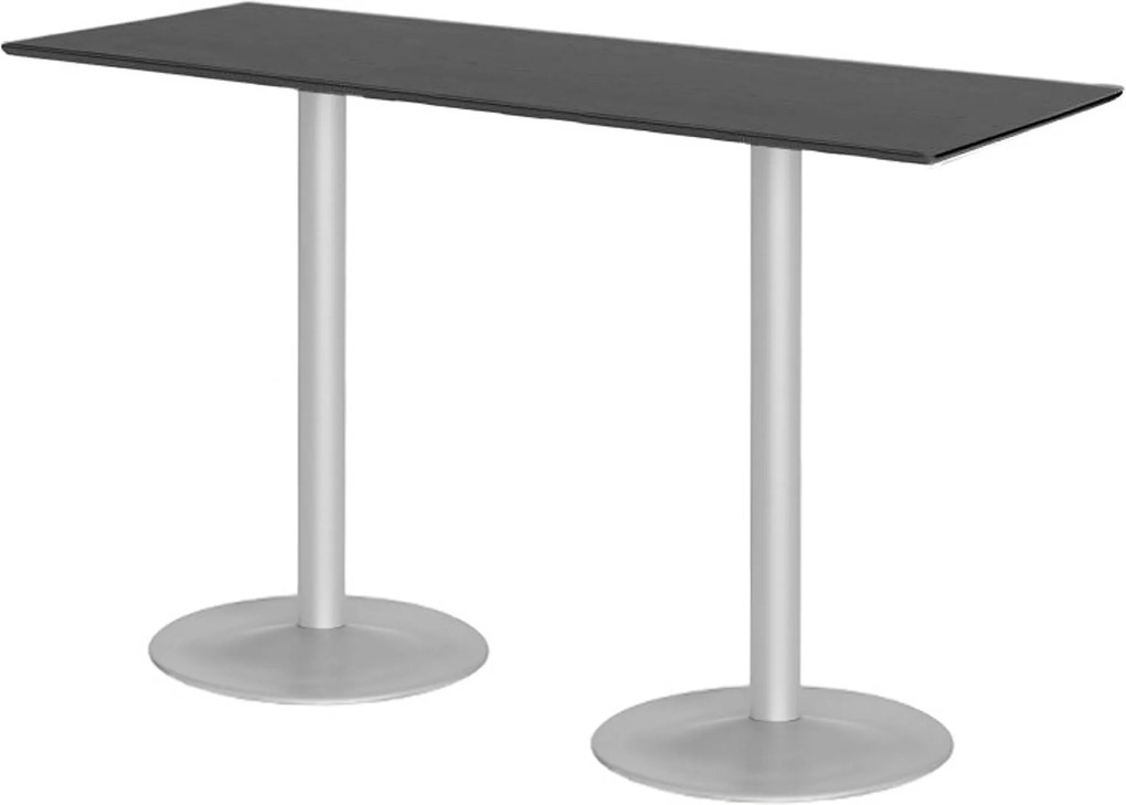 Barový stôl Bianca, 1800x700 mm, čierny, šedá podnož