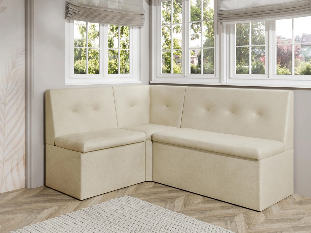 Rohová lavica Layla 140x200 (krémová). Akcia -20%. Vlastná spoľahlivá doprava až k Vám domov. 1129808