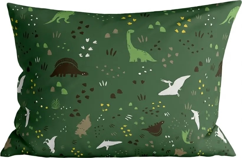 Sada 2 ks dekoračných obliečok na vankúš DINO STEPS 40x60 cm, tmavozelená