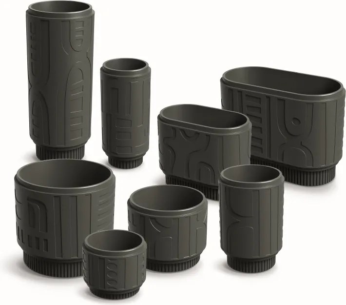 Plastový květináč FOLKAS ROUNDOS CASE tmavě šedý