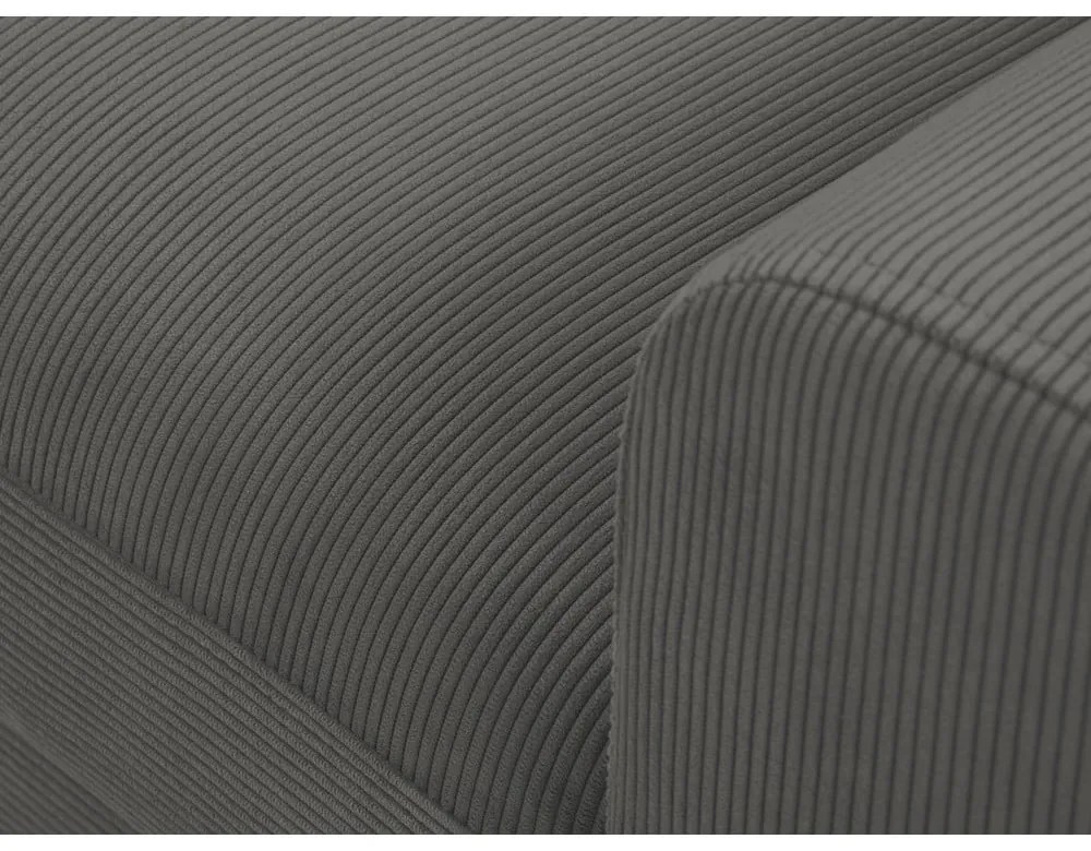 Tmavosivá menčestrová rozkladacia rohová pohovka Micadoni Home Moghan, ľavý roh