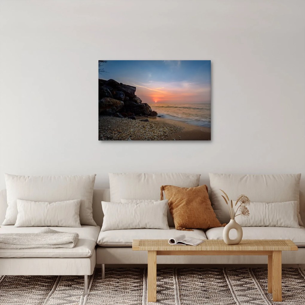 Obraz západu slnka na pláži (70x50 cm)