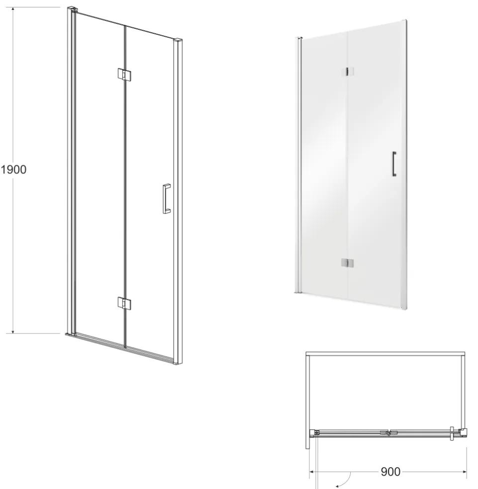 D‘Eluxe - SPRCHOVÉ DVERE - Sprchové dvere BIFOLD EH80X 80-100x1cm sprchové dvere skladacie číre 6 chróm univerzálna - ľavá/pravá spúšťania a zdvíhania 90 190 90x190