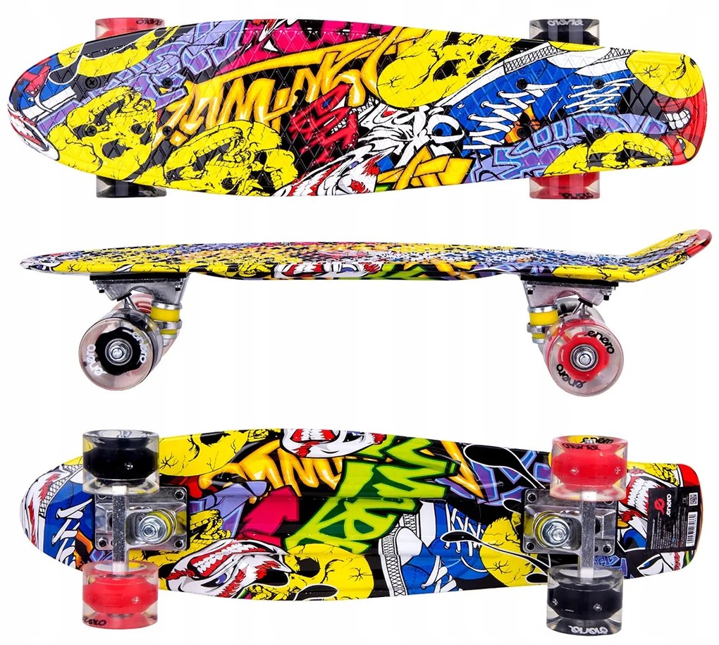 Enero Pennyboard Grafity 56 cm farebný s LED kolieskami