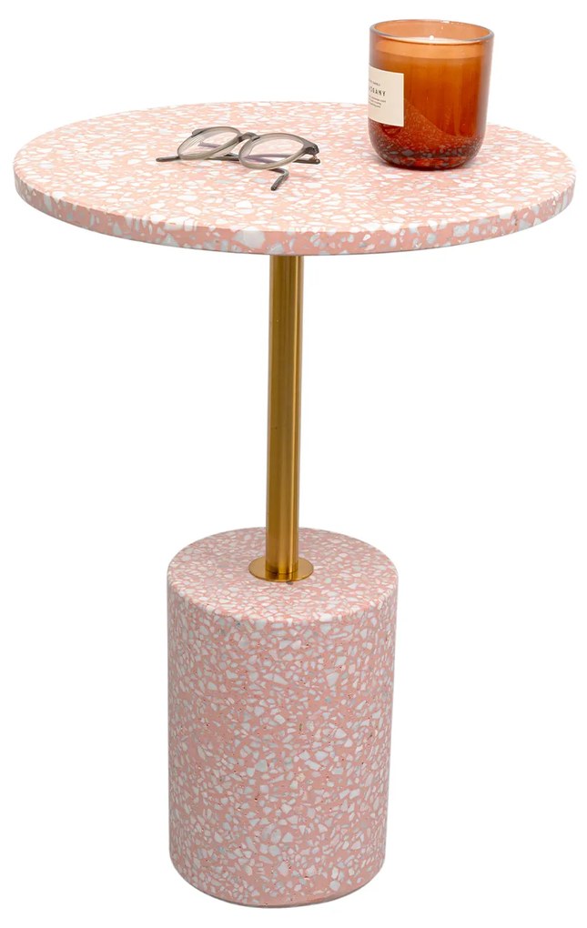 Amore príručný stolík ružový Ø40 cm