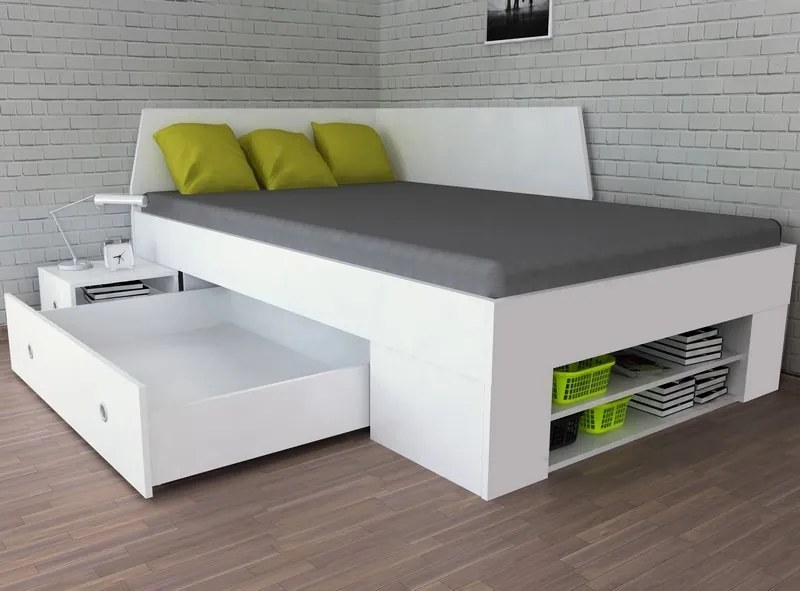 Úložná posteľ so zástenou Junior 120x200 cm, biela