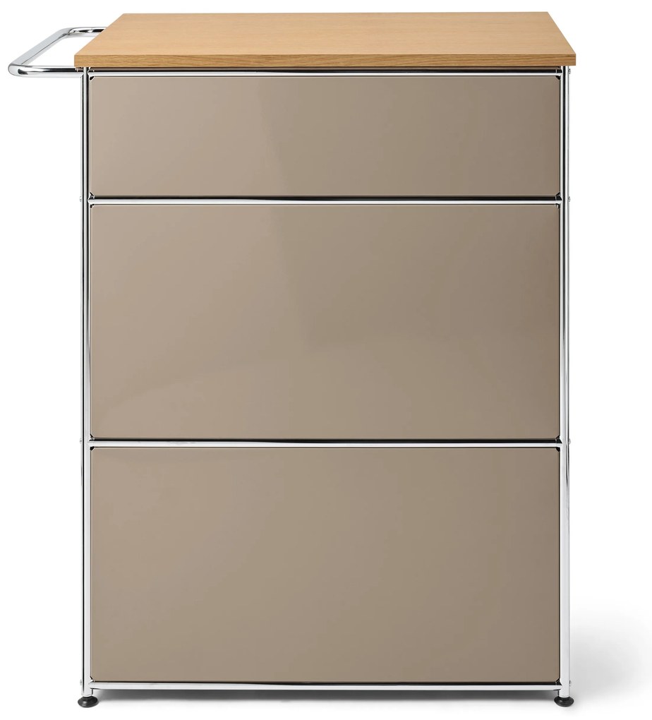 Kovová kávová komoda »CN3« s 2 zásuvkami, hnedosivá