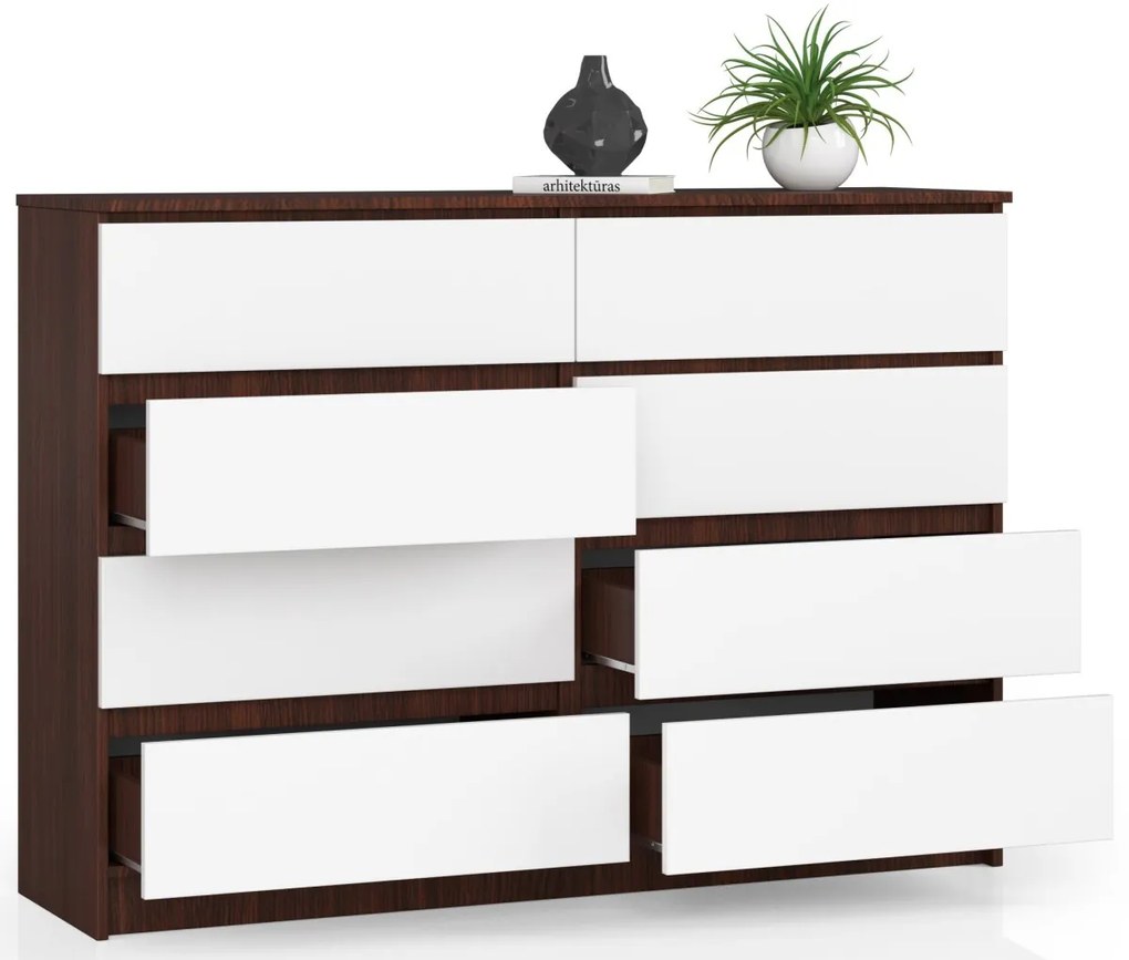 Komoda Rollo X 140 cm wenge/biela