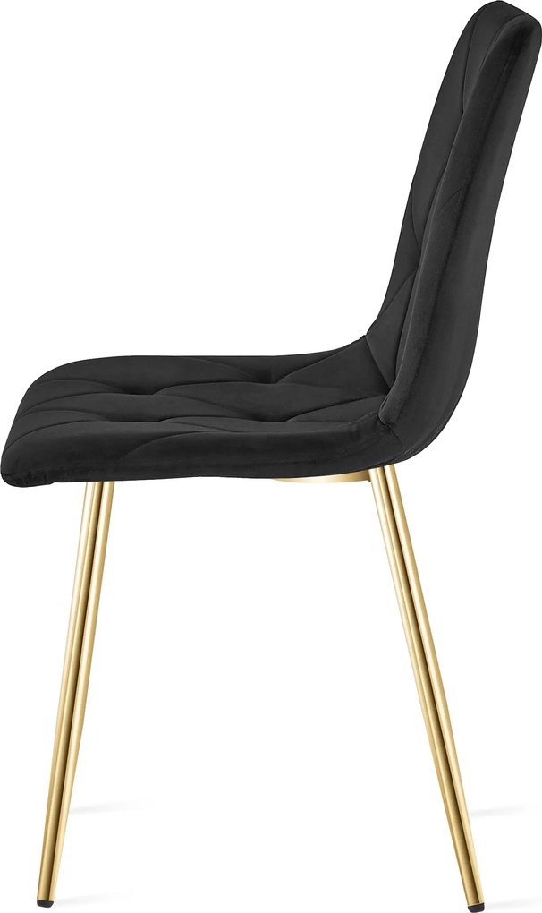 Čierna zamatová jedálenská stolička LIBRA so zlatými nohami