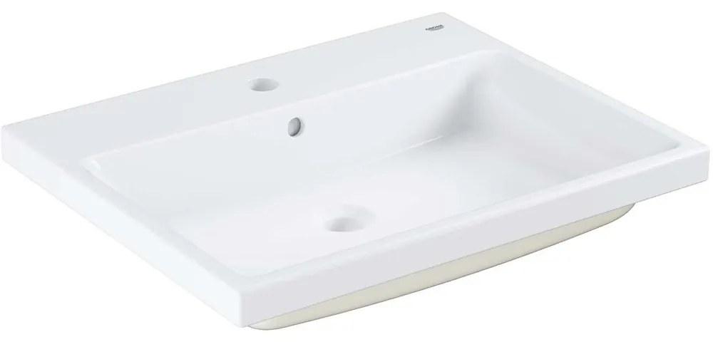 GROHE Cube Ceramic zápustné umývadlo s otvorom, s prepadom, montáž zhora, 600 x 490 mm, alpská biela, s povrchovou úpravou PureGuard, 3947900H