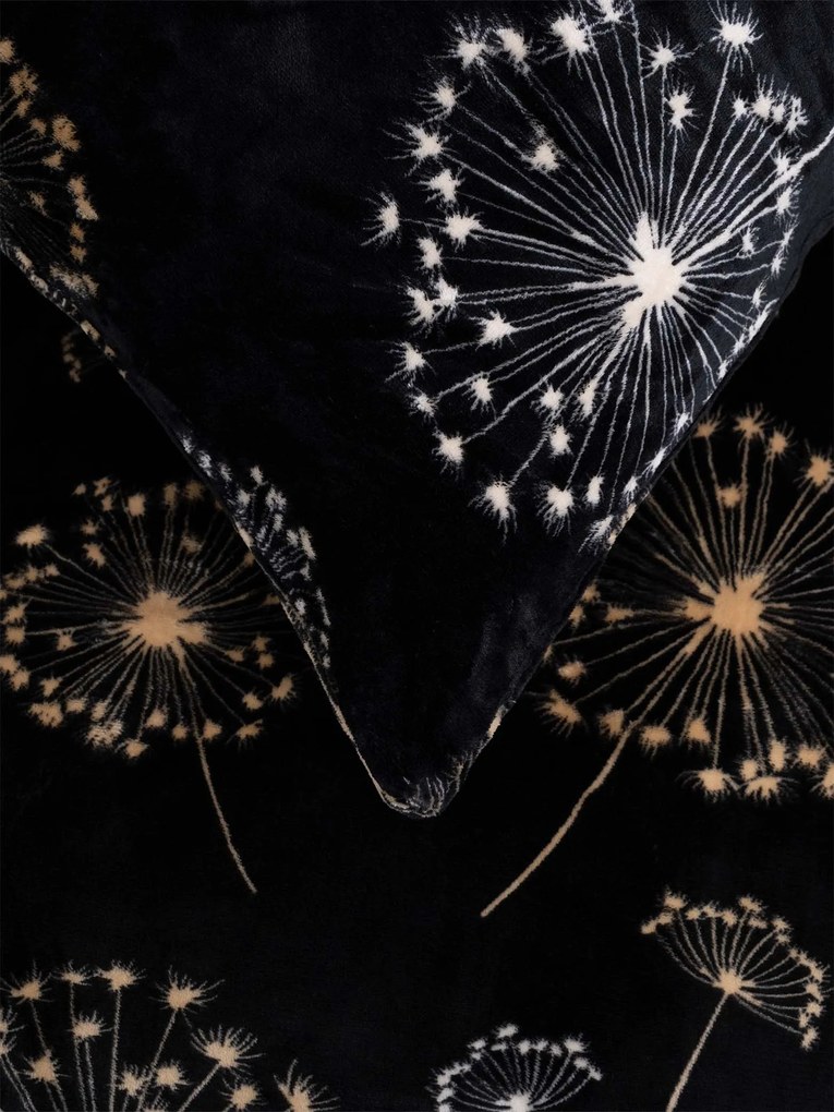 Predĺžené obliečky mikroplyš Exclusive – Púpavy čierne 140 × 220 cm, 70 x 90 cm